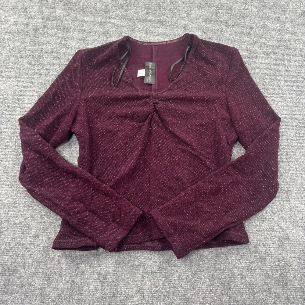Jessica McClintock Bridal Top 10 Burgundy‎ Glitter Ruched V-Neck L/S Womens